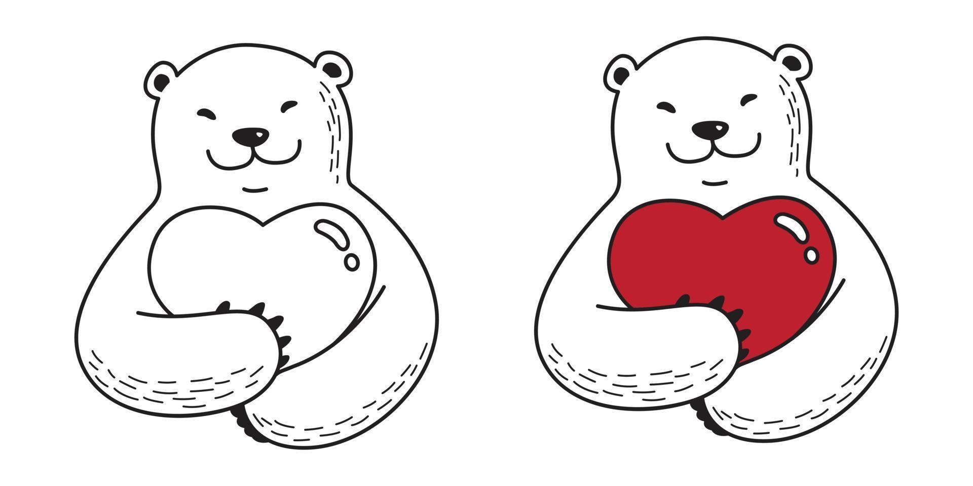 Urso vetor polar Urso ícone logotipo abraço coração namorados ilustração desenho animado personagem