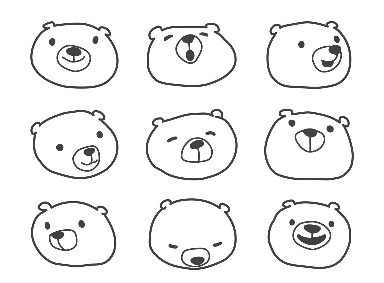 Urso vetor polar Urso ícone logotipo face cabeça ilustração desenho animado personagem