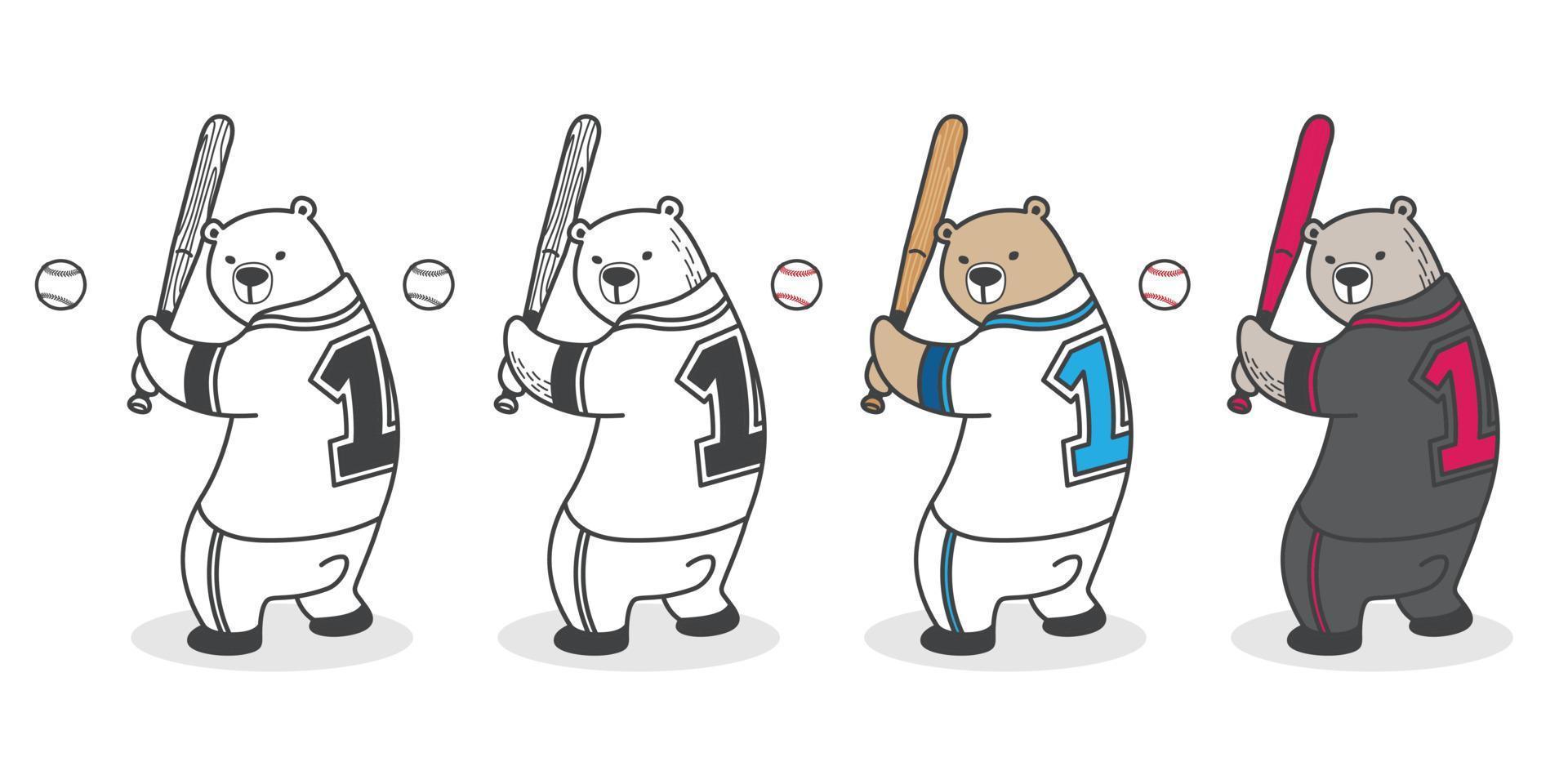 Urso vetor polar Urso beisebol ícone logotipo esporte desenho animado personagem ilustração