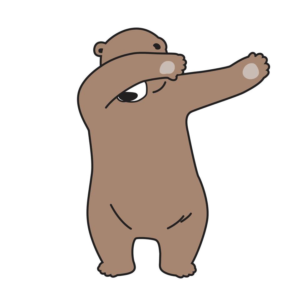 Urso vetor polar Urso logotipo ícone dab dança ilustração personagem desenho animado