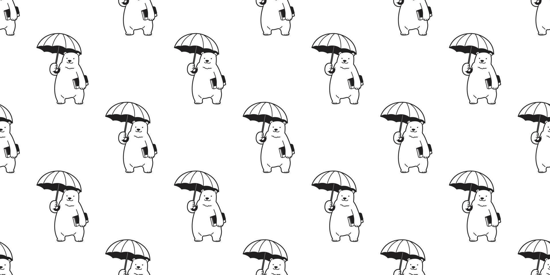 Urso desatado polar Urso vetor padronizar guarda-chuva chovendo isolado papel de parede fundo