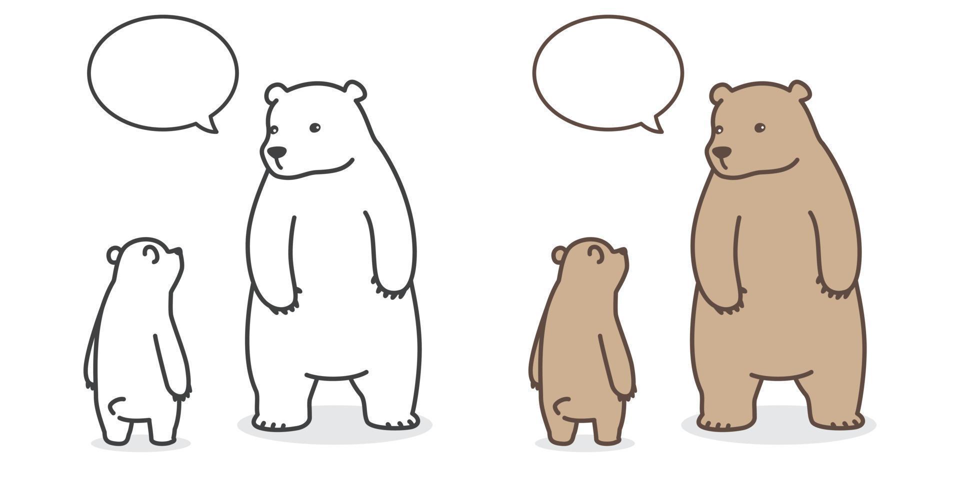 Urso vetor polar Urso logotipo ícone falando discurso bolha ilustração personagem desenho animado