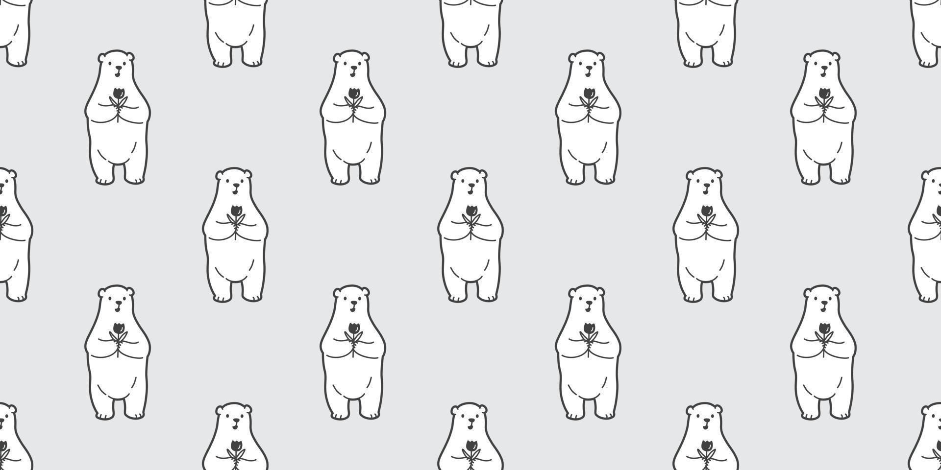 Urso desatado polar Urso vetor padronizar flor isolado papel de parede fundo