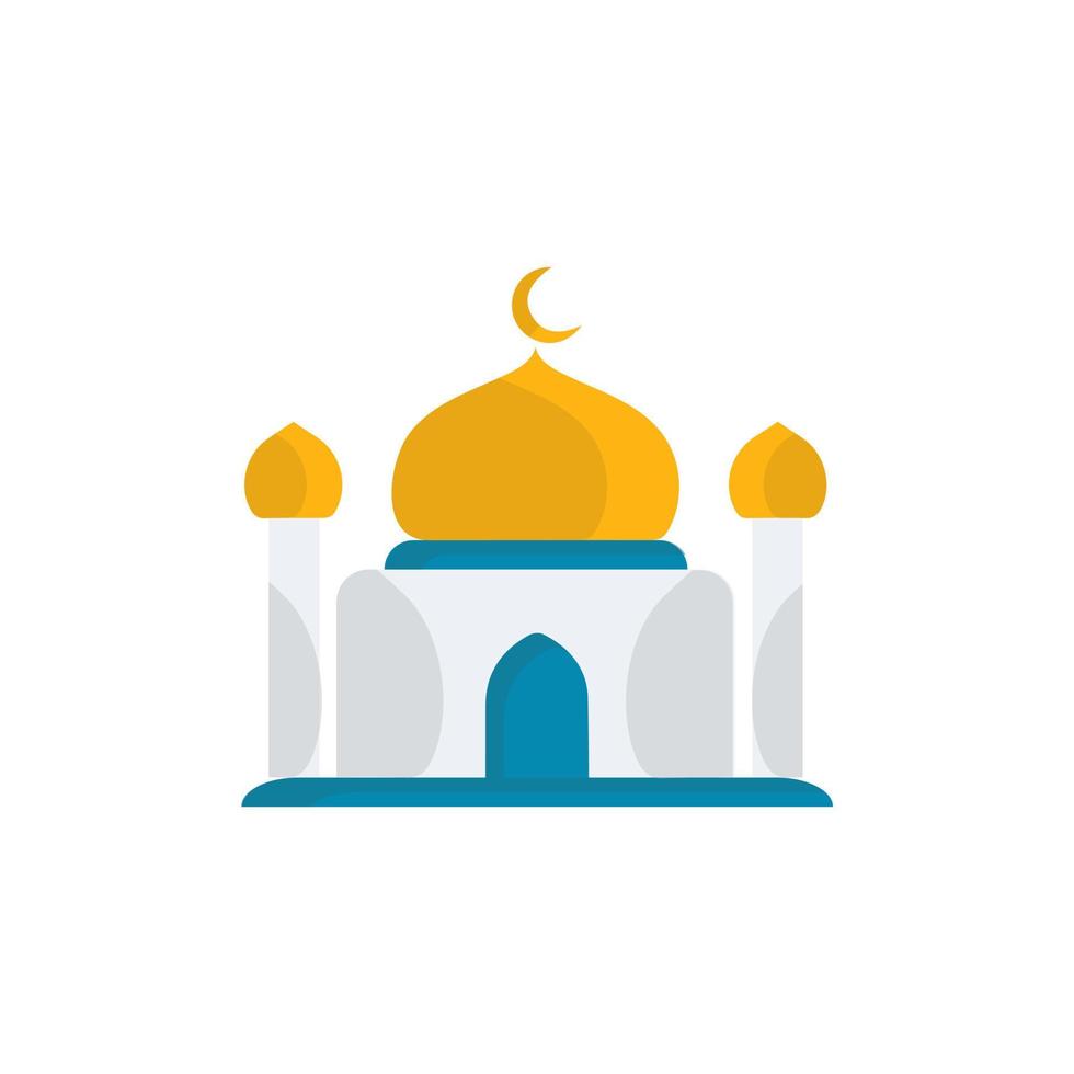 muçulmano mesquita isolado plano fachada em branco fundo. plano com sombras arquitetura objeto. vetor desenho animado Projeto. lindo muçulmano têmpora ícone ilustração. Oriental cultural marco.