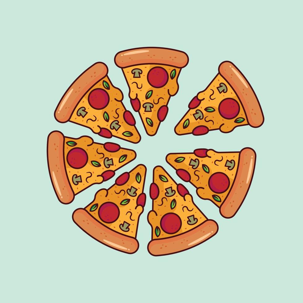 volta pizzas a ilustração vetor