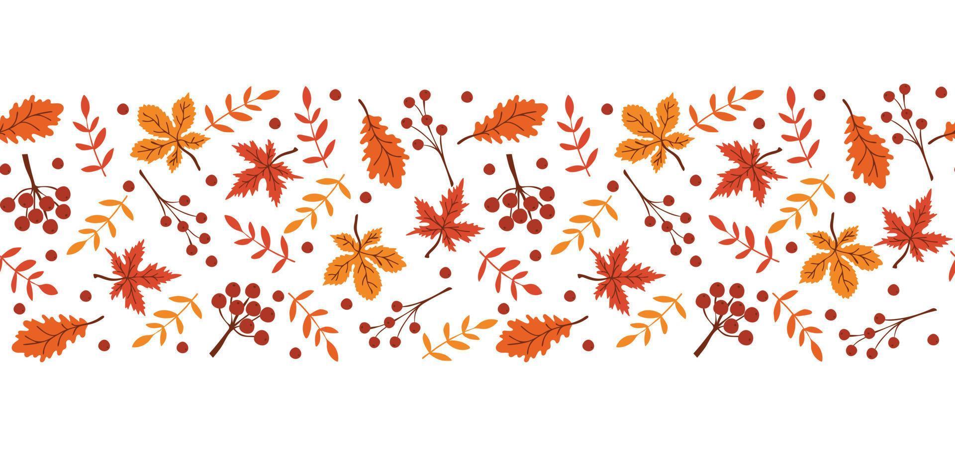 horizontal desatado fundo com outono folhas e bagas em uma branco fundo vetor