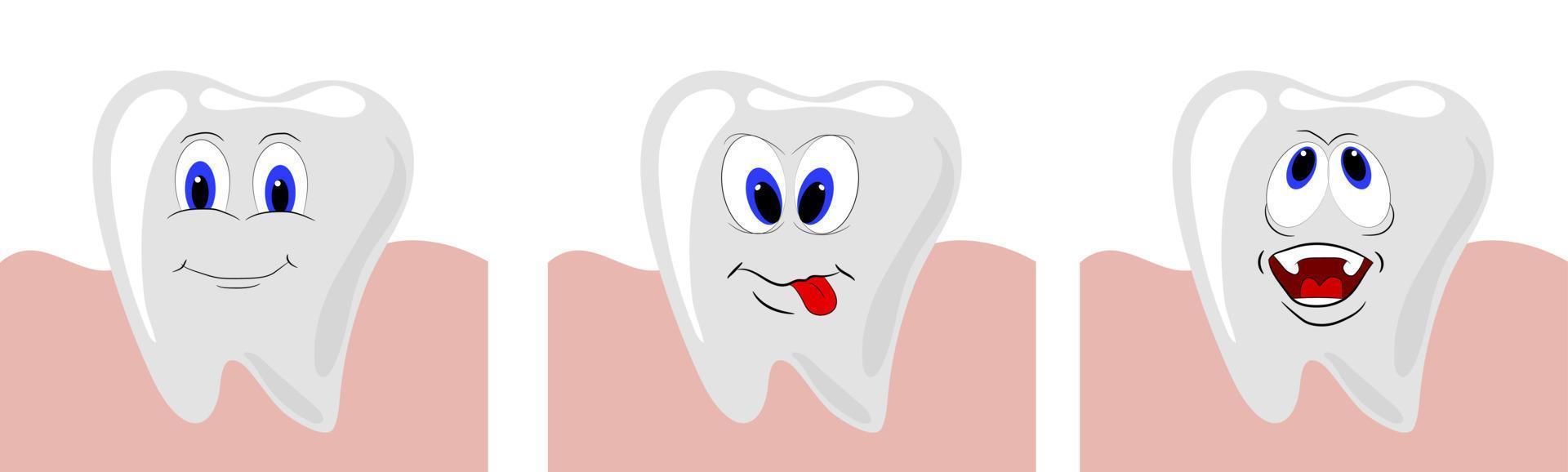 conjunto do fofa desenho animado dente. dental Cuidado conceito vetor
