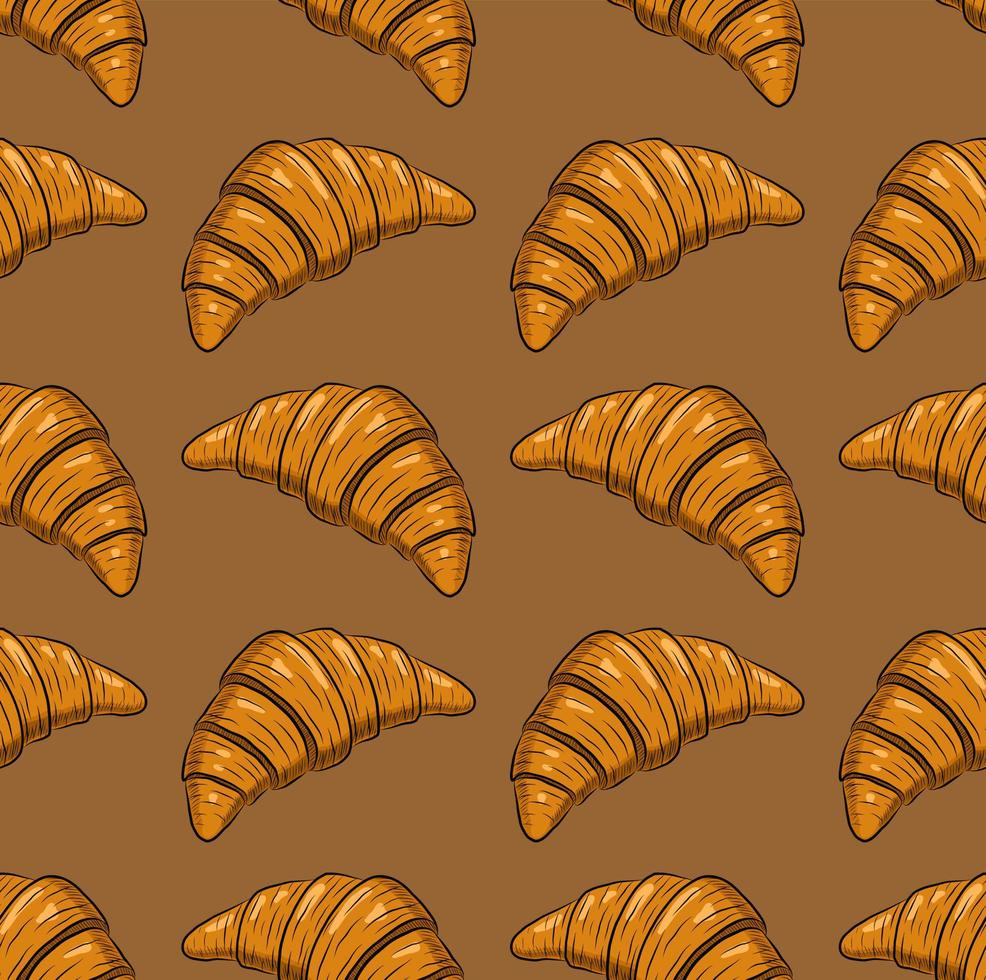 bege desatado vetor fundo com fresco delicioso croissants