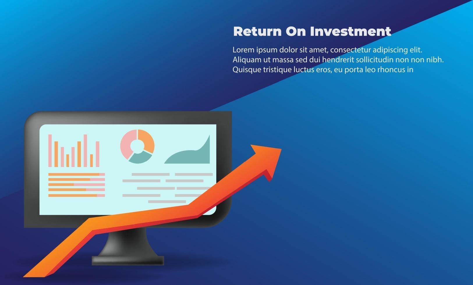 conceito de direção de destino de seta de negócios para o sucesso. retorno sobre o investimento roi. aplicável para promoção, pôster de capa, infográfico, página de destino, ui, ux, persentation, baner, mídia social postada vetor