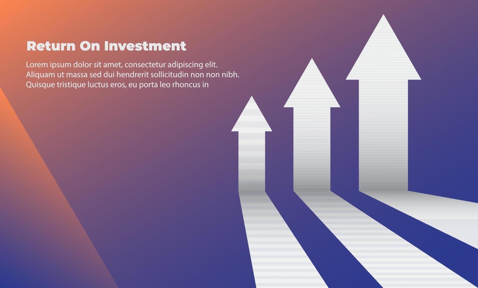 conceito de direção de destino de seta de negócios para o sucesso. retorno sobre o investimento roi. aplicável para promoção, pôster de capa, infográfico, página de destino, ui, ux, persentation, baner, mídia social postada vetor