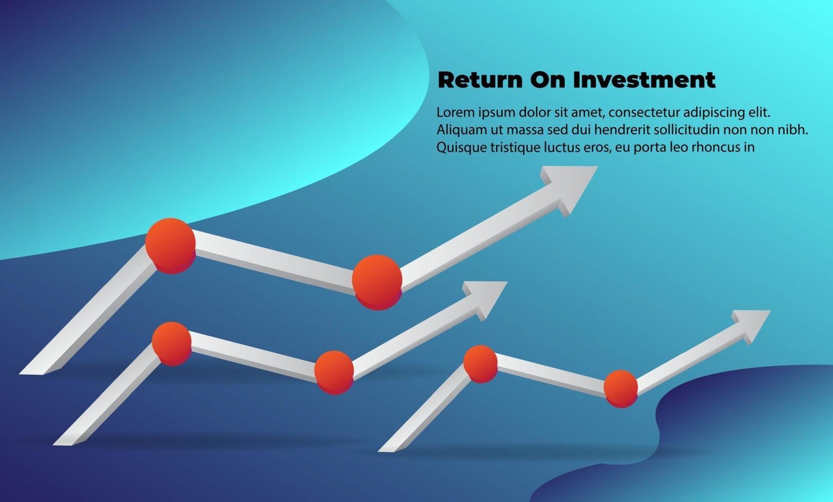 conceito de direção de destino de seta de negócios para o sucesso. retorno sobre o investimento roi. aplicável para promoção, pôster de capa, infográfico, página de destino, ui, ux, persentation, baner, mídia social postada vetor