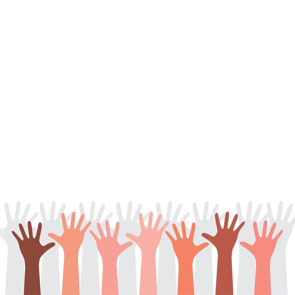 colorida mão ícones Como pétalas do flor feliz comunidade conceito. isto vetor gráfico ilustração representa pessoas equipe em pé unido, comunidade unidade, pessoas ajudando.