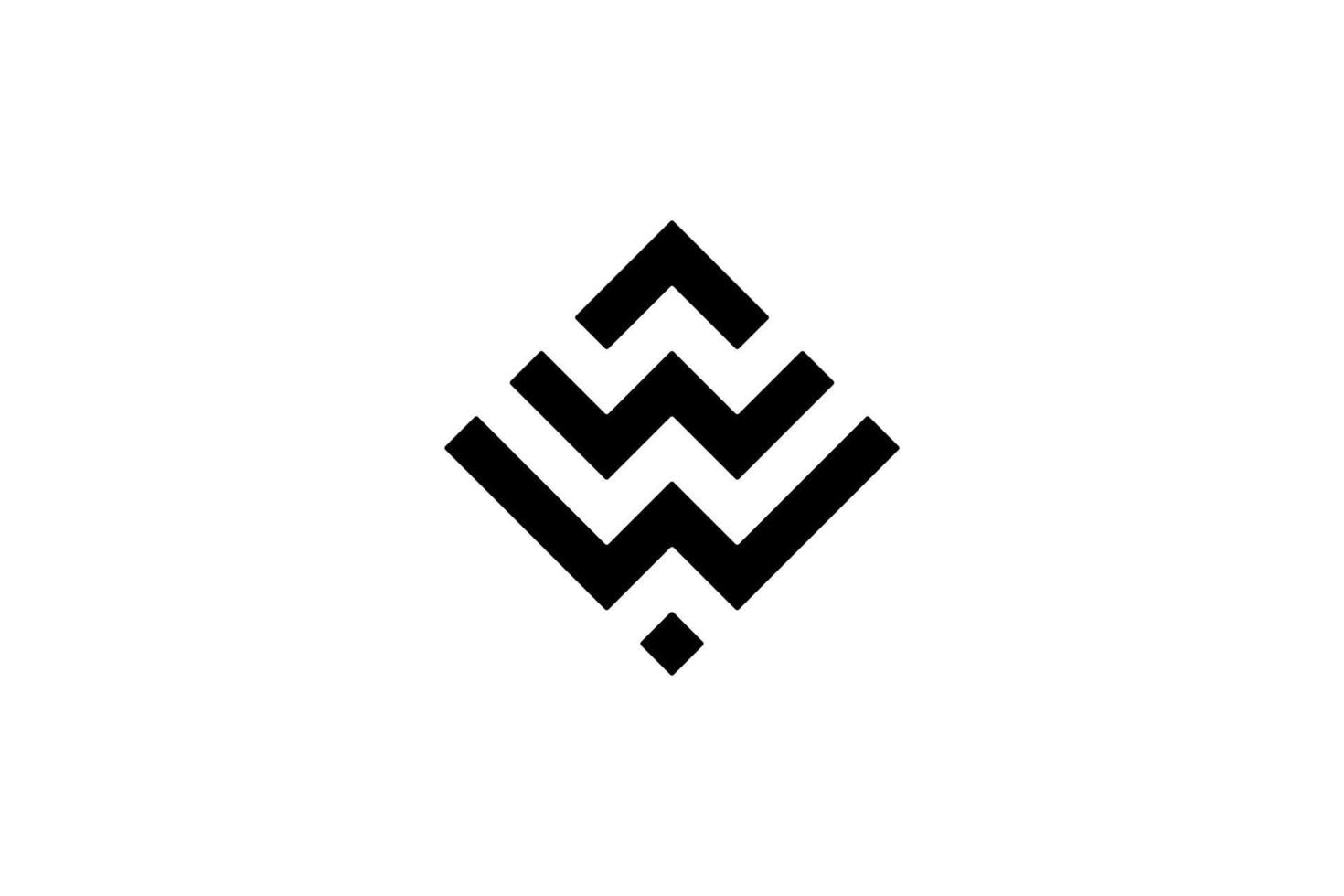 Preto branco inicial carta W uma geométrico linha logotipo vetor