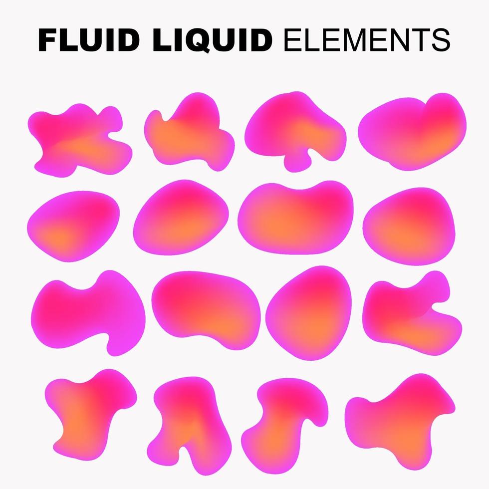 conjunto de vetores de forma fluida. líquido gradiente com cores neon