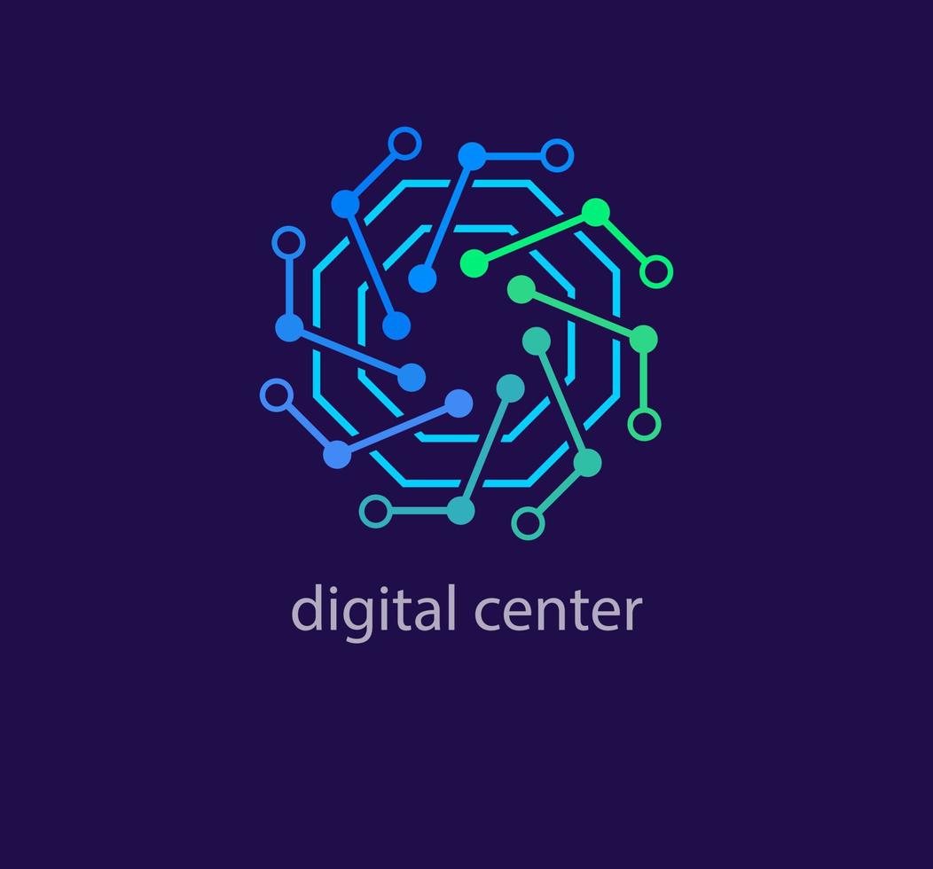 moderno digital Centro logotipo. único Projeto cor transições. tecnologia linhas logotipo modelo. vetor. vetor