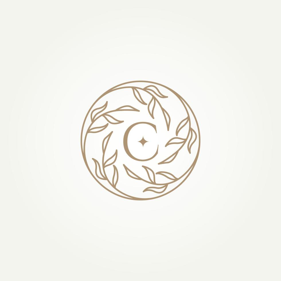 minimalista luxo carta c ícone logotipo rótulo modelo vetor ilustração Projeto. simples moderno floral e botânico conceito logotipo