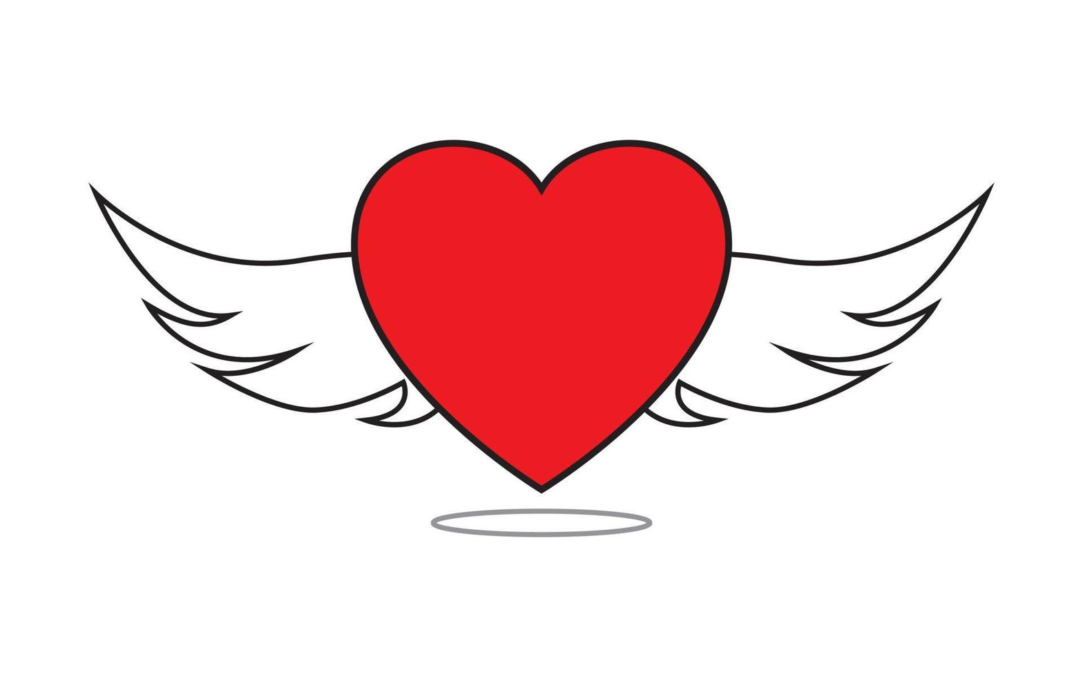 abstrato vetor amor coração com asas ícone Projeto modelo