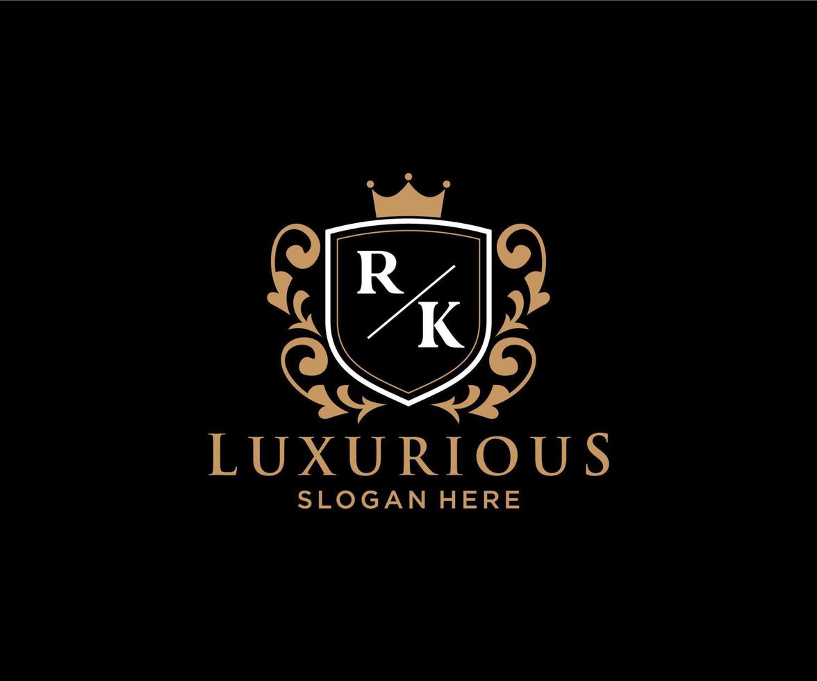 modelo de logotipo de luxo real carta inicial rk em arte vetorial para restaurante, realeza, boutique, café, hotel, heráldica, joias, moda e outras ilustrações vetoriais. vetor