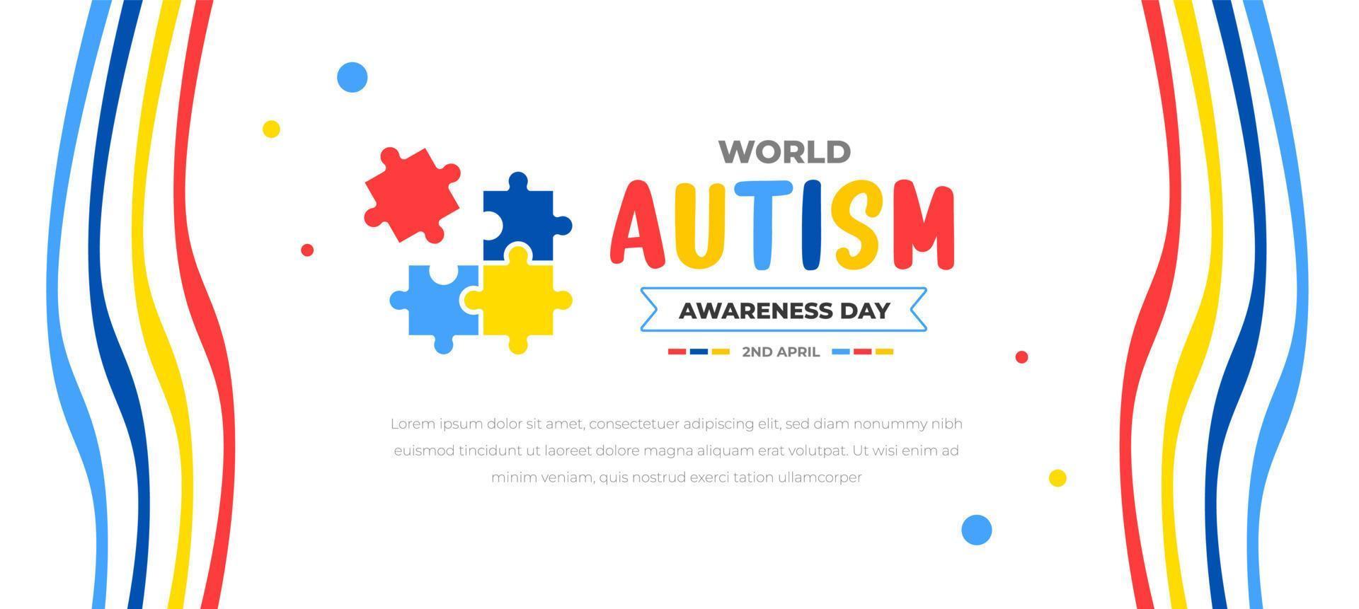 mundo autismo consciência dia fundo Projeto modelo. mundo autismo dia colorida enigma vetor bandeira. símbolo do autismo. autismo saúde Cuidado médico plano fundo do abril 02 celebração.