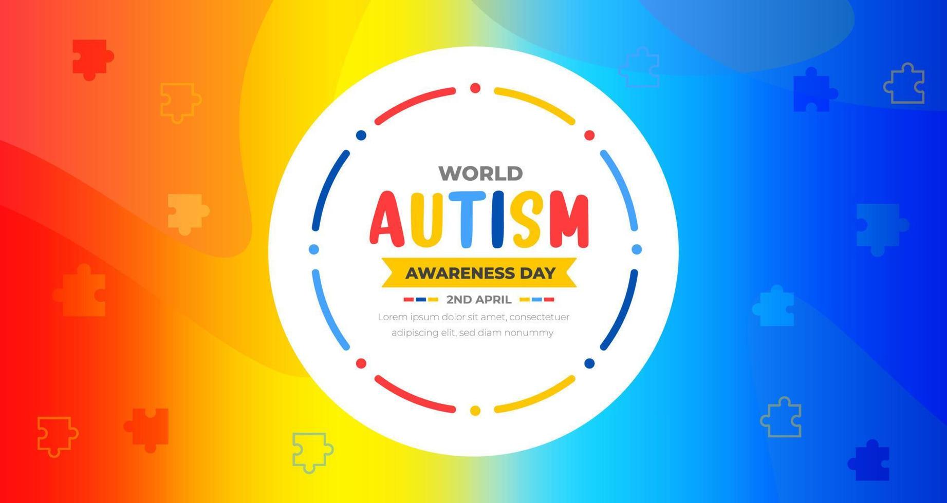 mundo autismo consciência dia fundo Projeto modelo. mundo autismo dia colorida enigma vetor bandeira. símbolo do autismo. autismo saúde Cuidado médico plano fundo do abril 02 celebração.