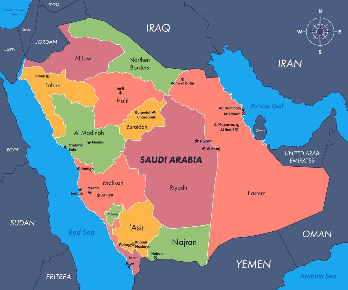 mapa da arábia saudita vetor