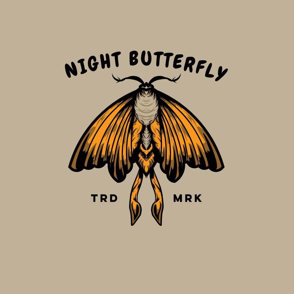 noite borboleta logotipo crachá com vintage estilo vetor