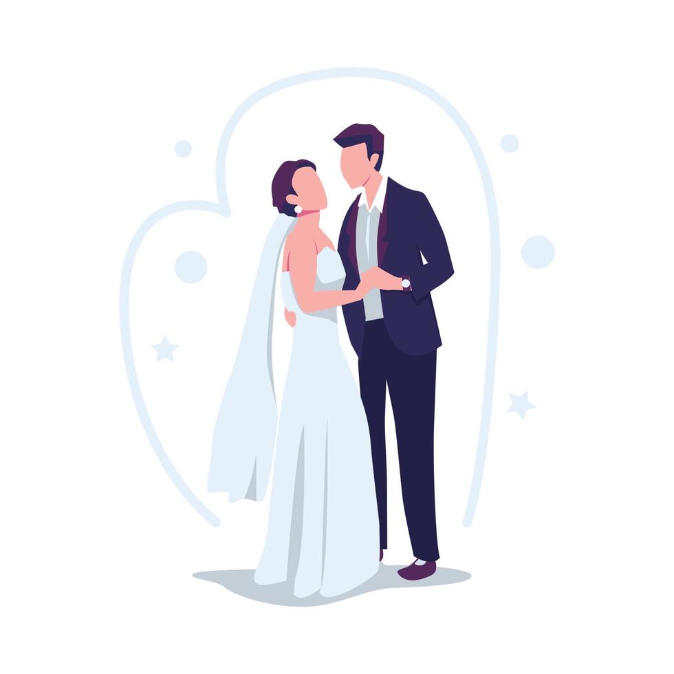 design de vetor plano de ilustração de casal de noivos
