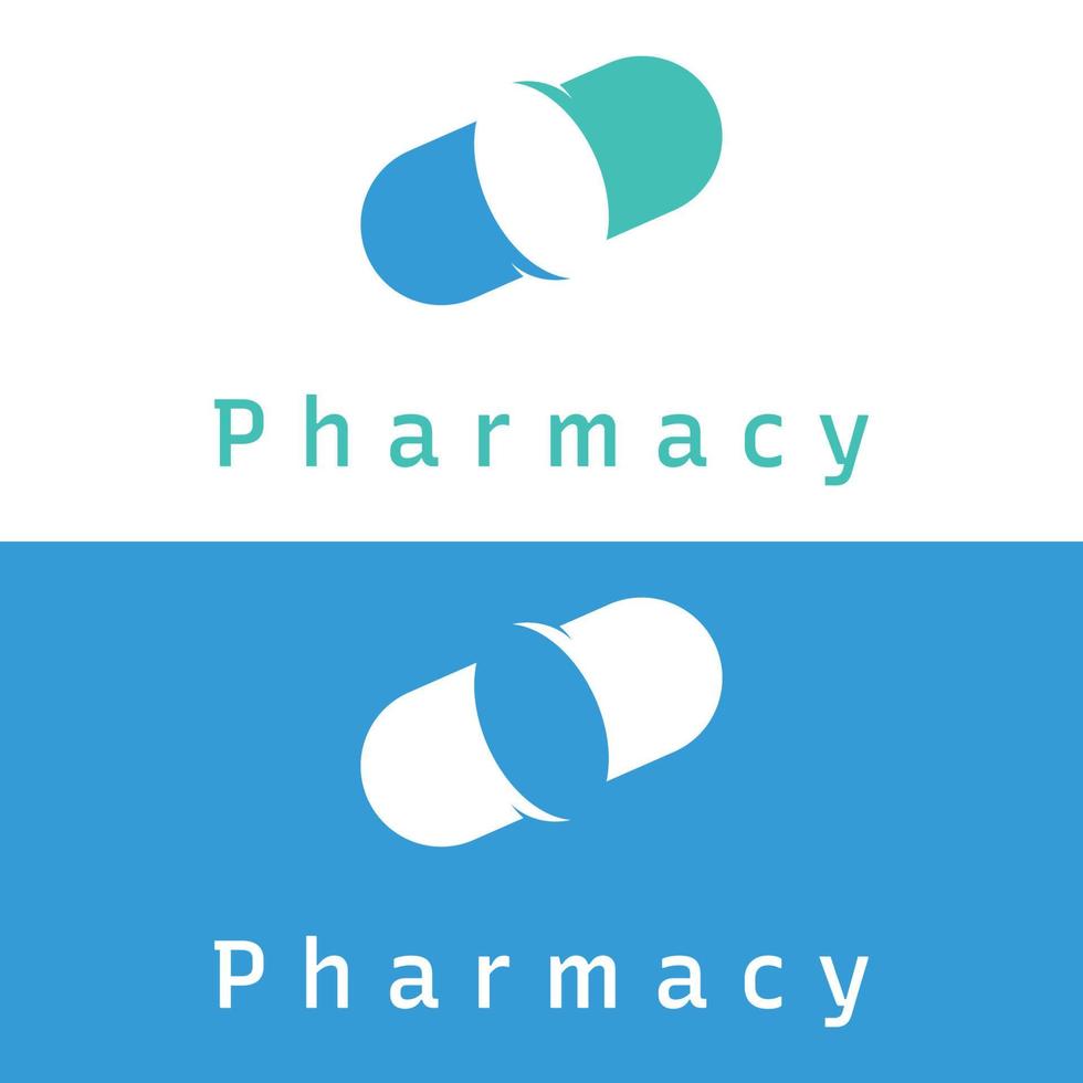 farmacêutico cápsula remédio logotipo modelo, logotipo para Drogaria, saúde, farmácia, médico, médico, mais símbolo. vetor