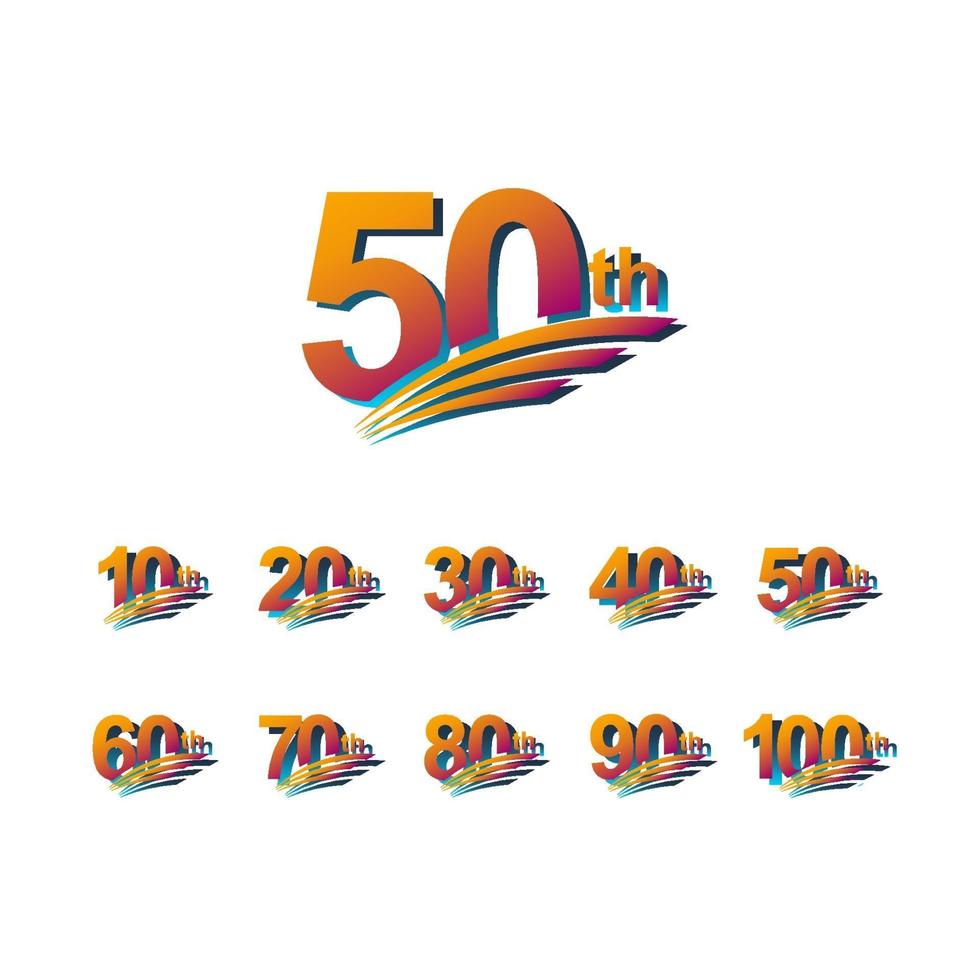 50º aniversário elegante celebração definida ilustração vetorial de modelo de design vetor