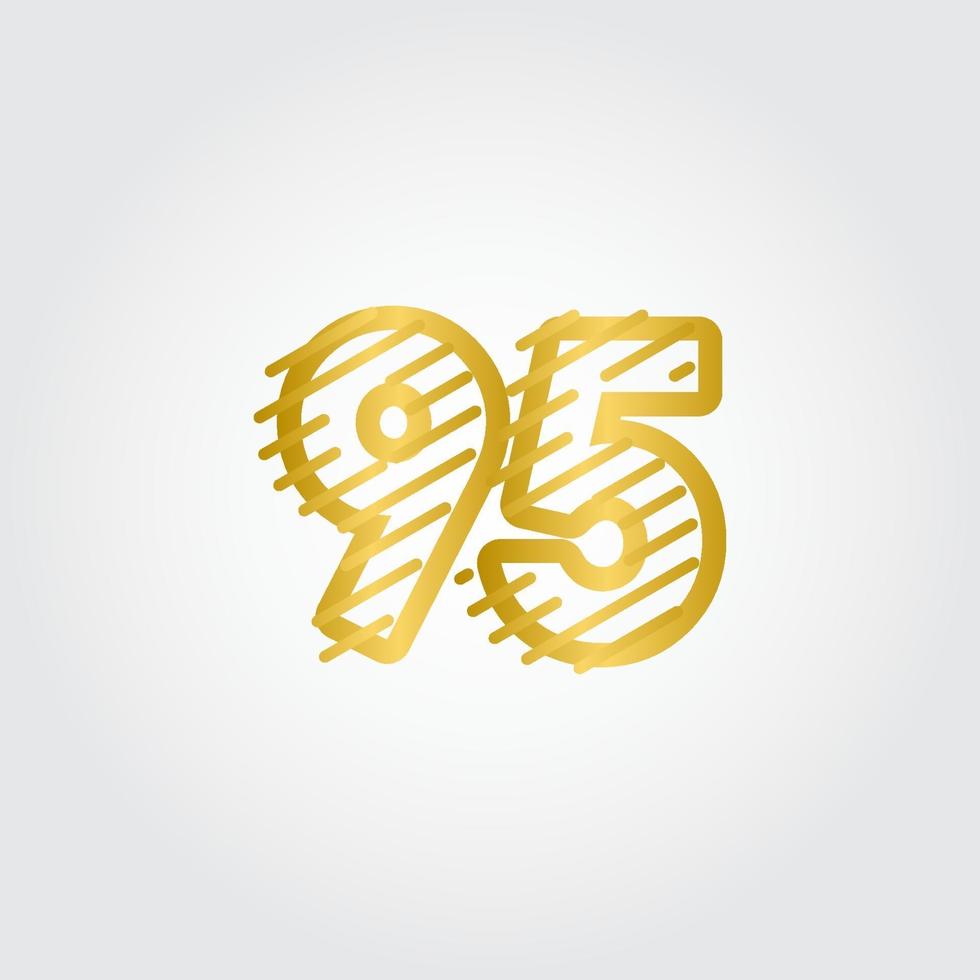 95 anos aniversário linha ouro design logotipo modelo ilustração em vetor