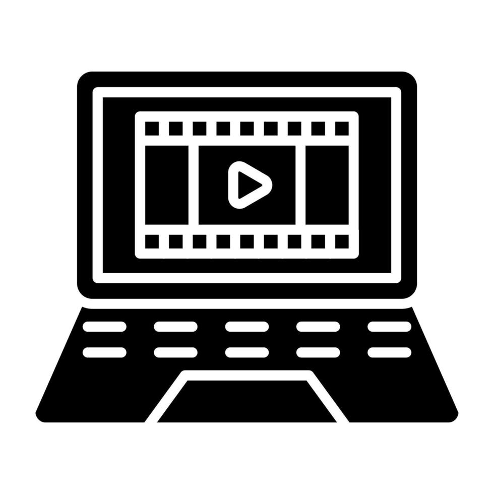 filme em computador portátil ícone estilo vetor
