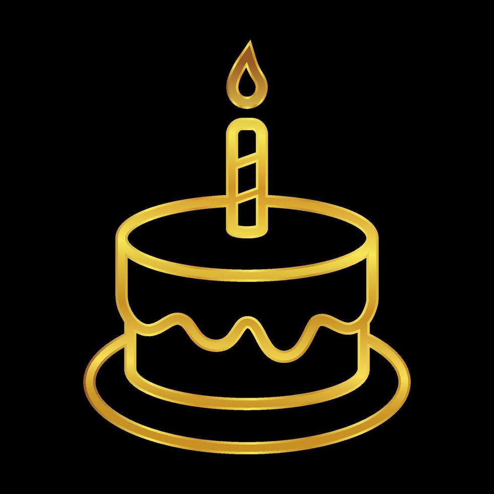 aniversário bolo ícone dentro ouro colori vetor