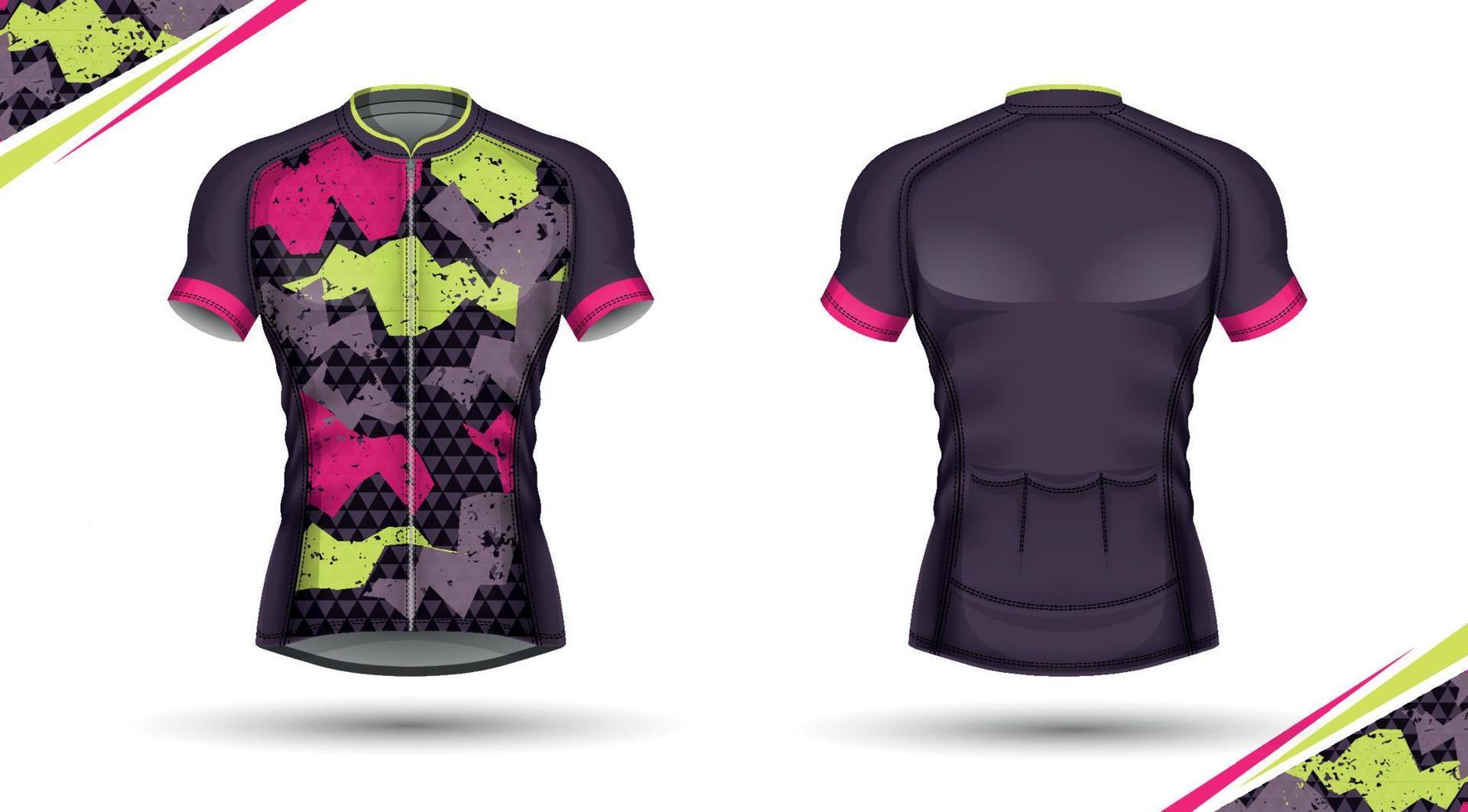 camisa de ciclismo, frente e costas vetor