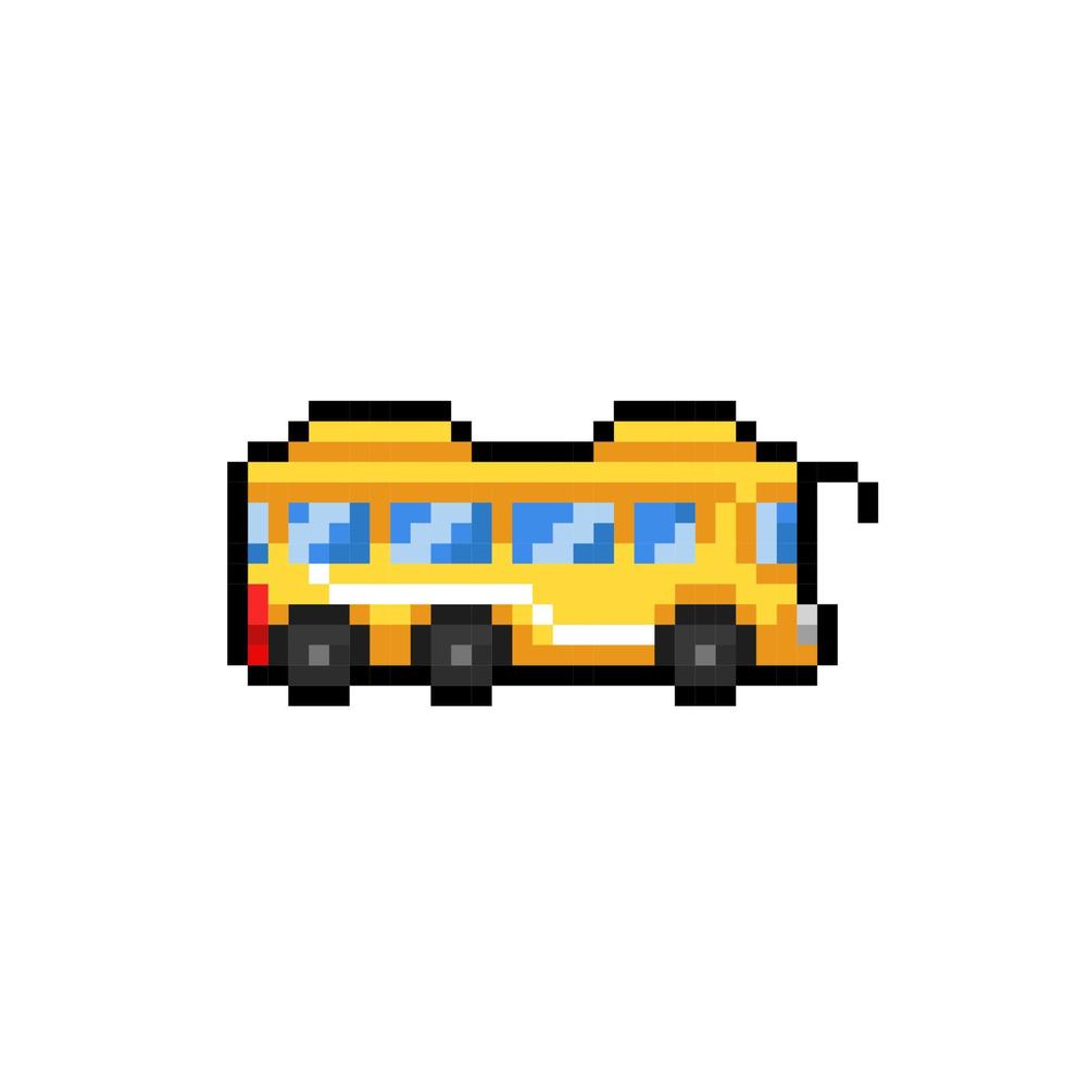 ônibus escolar em estilo pixel art vetor