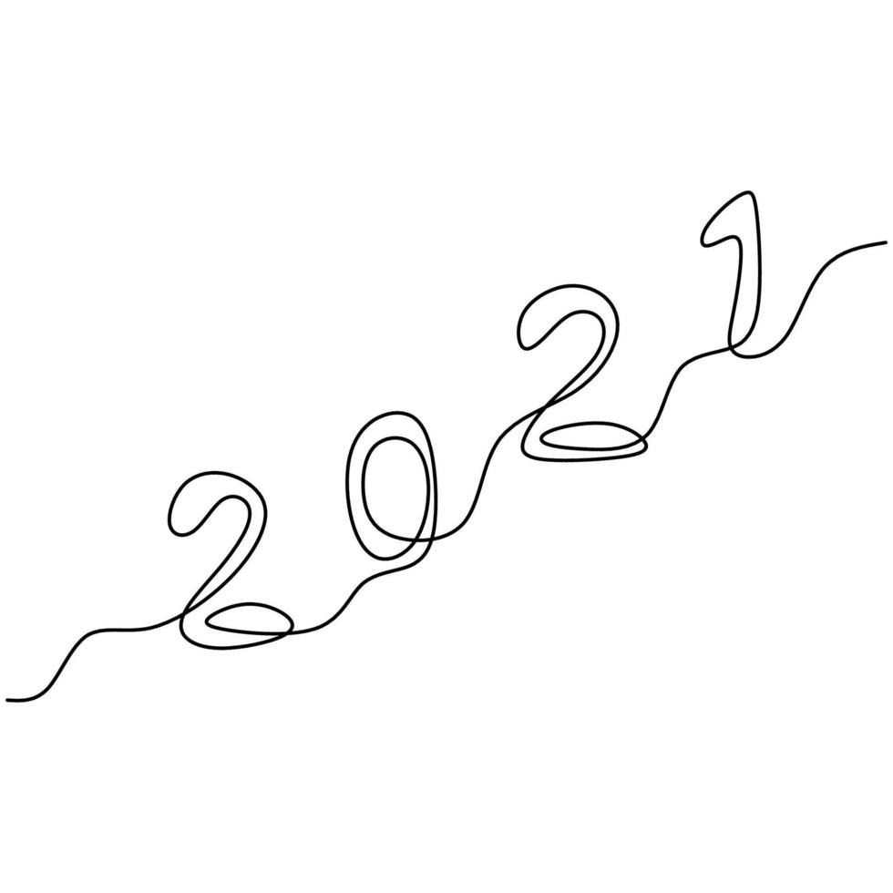 Projeto de ano novo de 2021 em um estilo de desenho de arte de linha contínua. o ano do búfalo. Bem-vindo ao ano novo de 2021. comemorando o design de minimalismo de conceito de festa de ano novo. ilustração vetorial vetor