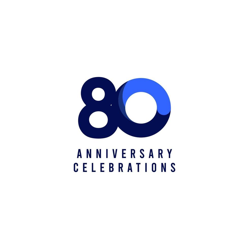 Ilustração de design de modelo de vetor azul celebração de aniversário de 80 anos