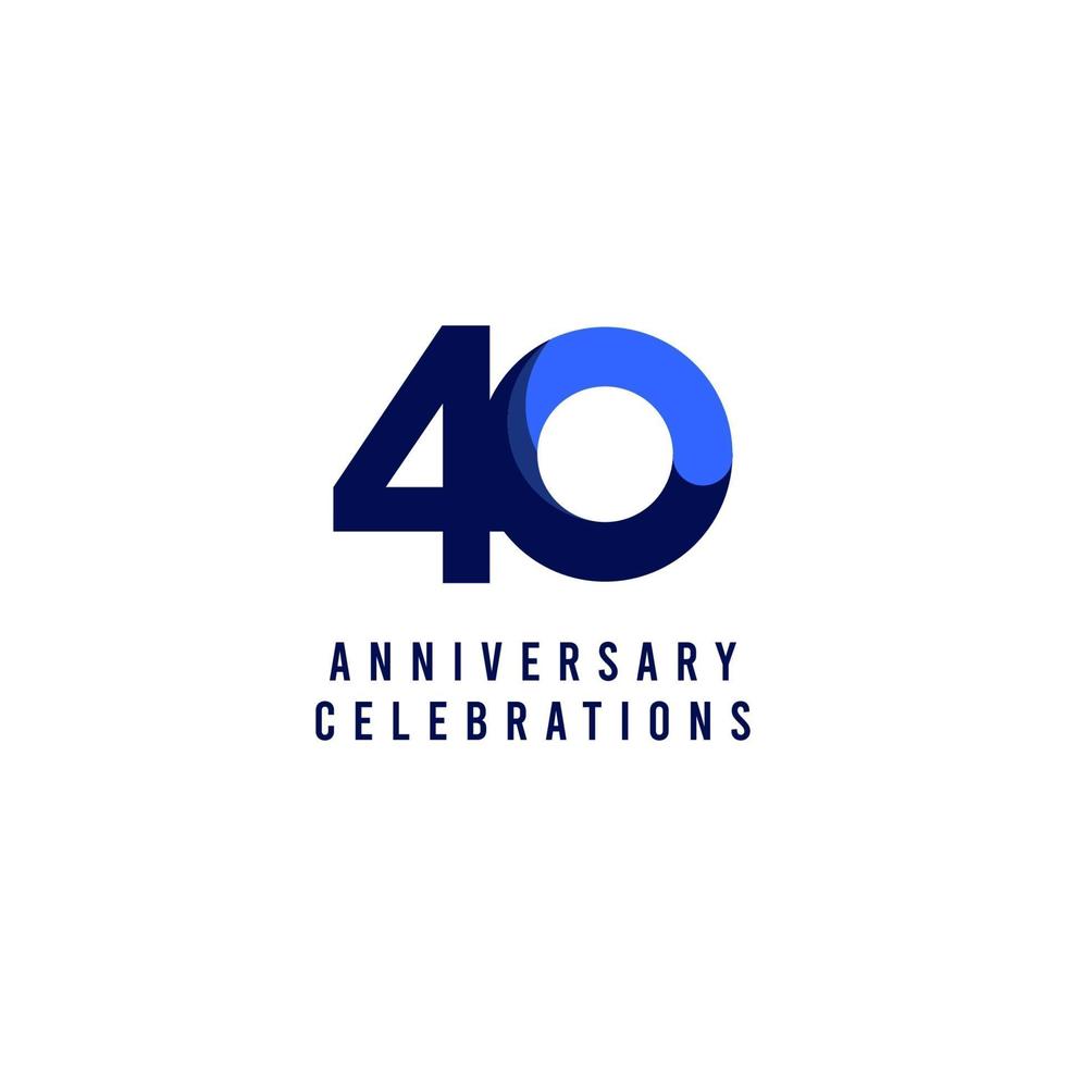Ilustração de design de modelo vetorial azul celebração de aniversário de 40 anos vetor