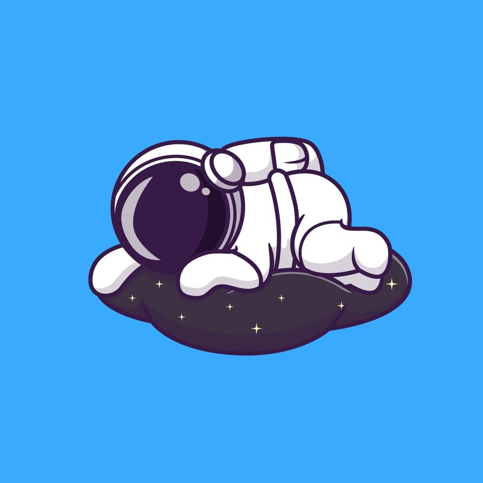 fofa astronauta dormindo em espaço nuvem desenho animado vetor ícone ilustração. Ciência tecnologia ícone conceito isolado Prêmio vetor. plano desenho animado estilo