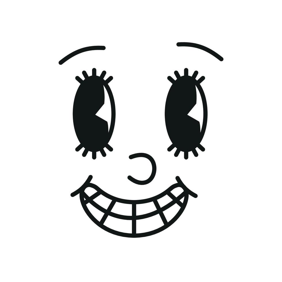conjunto de caras engraçadas de personagens de mascote de desenho animado  retrô dos anos 30. Elementos de olhos e bocas de animação dos anos 50, 60.  modelo de sorrisos em quadrinhos vintage.
