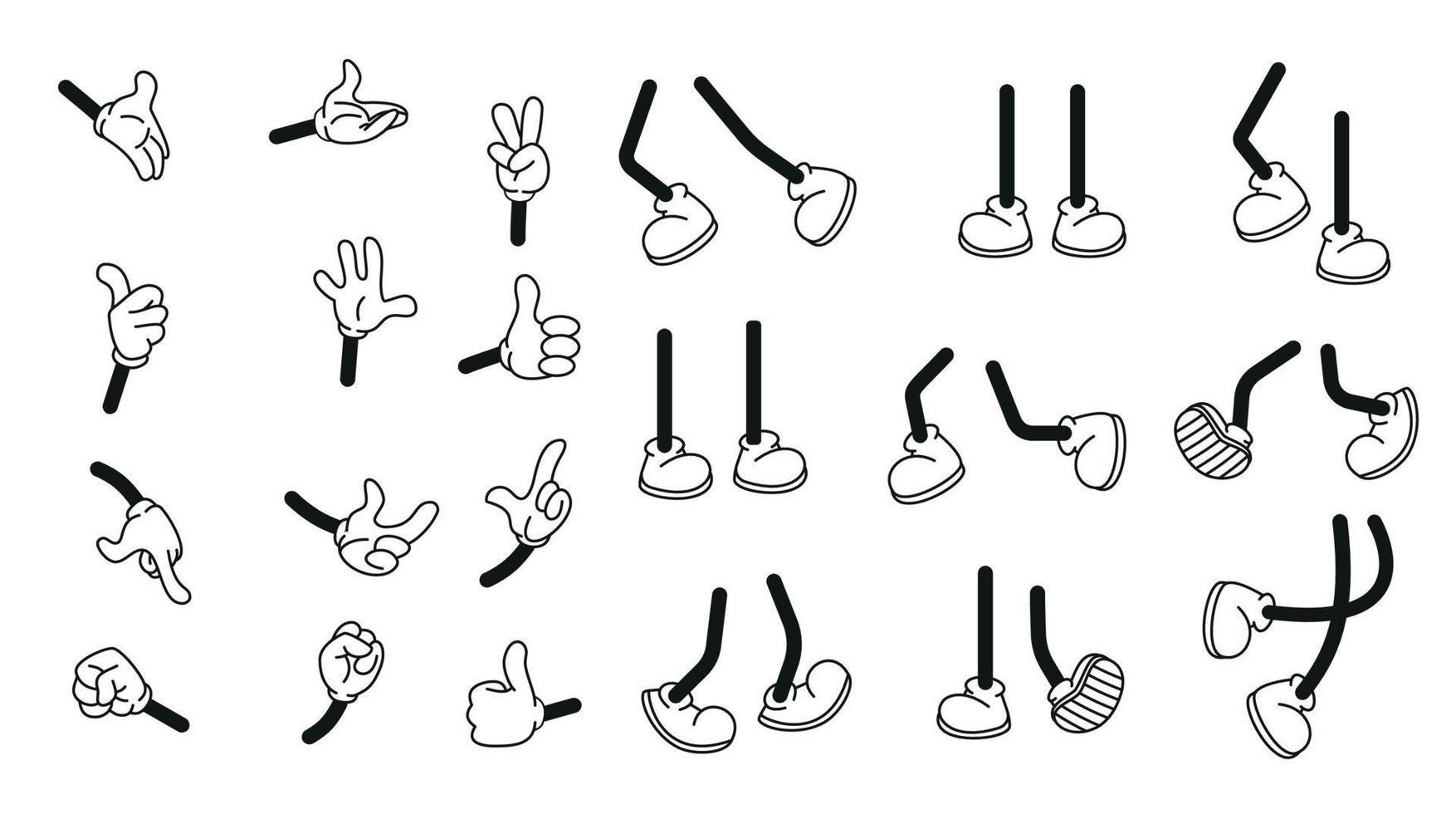 desenho animado vetor caminhando pés dentro formadores ou tênis em bastão pernas dentro vários posições