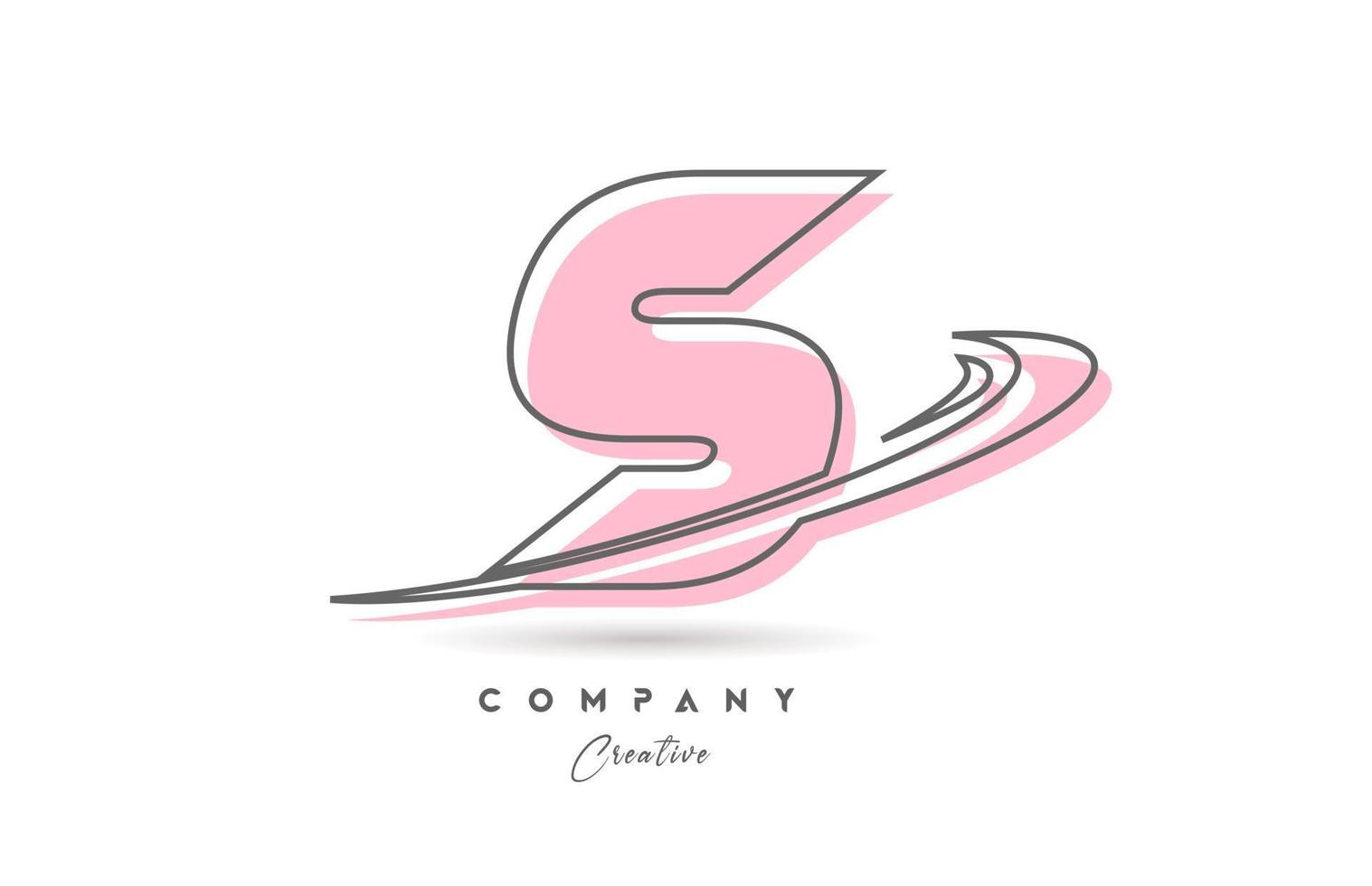 s Rosa cinzento linha alfabeto carta logotipo ícone Projeto com swoosh. criativo modelo para o negócio e companhia vetor