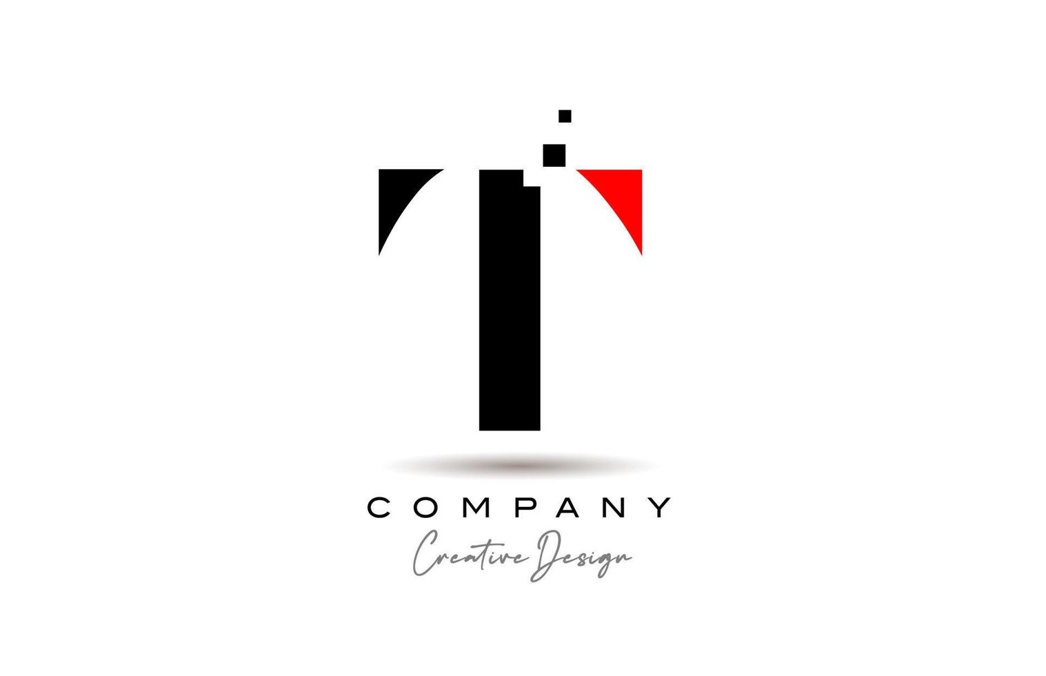 vermelho Preto t alfabeto carta logotipo ícone Projeto com pontos. criativo modelo para o negócio e companhia vetor