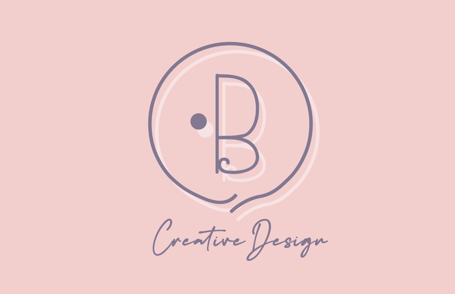 b alfabeto carta logotipo ícone Projeto com linha ponto e vintage estilo. Rosa azul criativo modelo para o negócio e companhia vetor