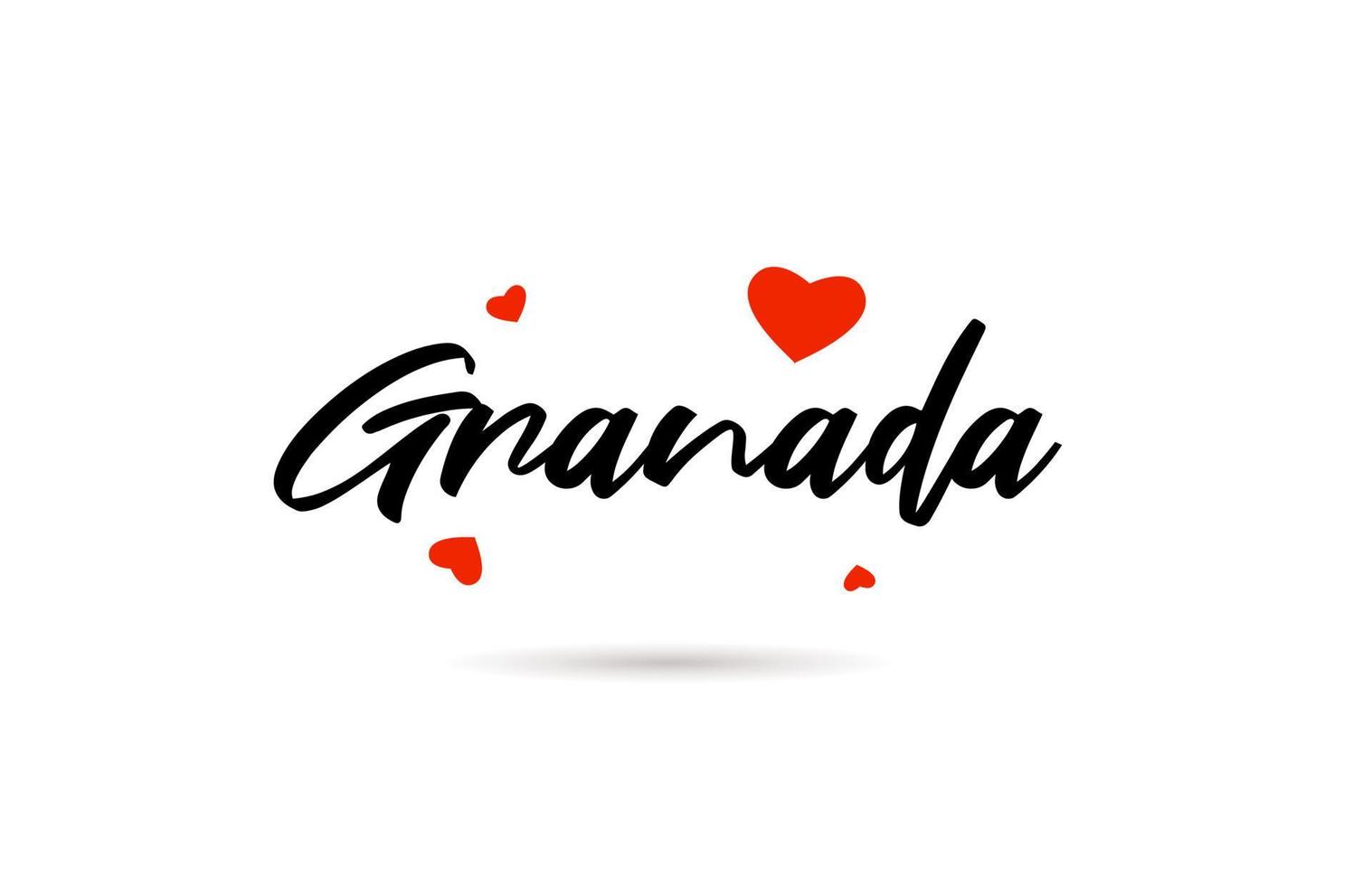 granada escrito a mão cidade tipografia texto com amor coração vetor