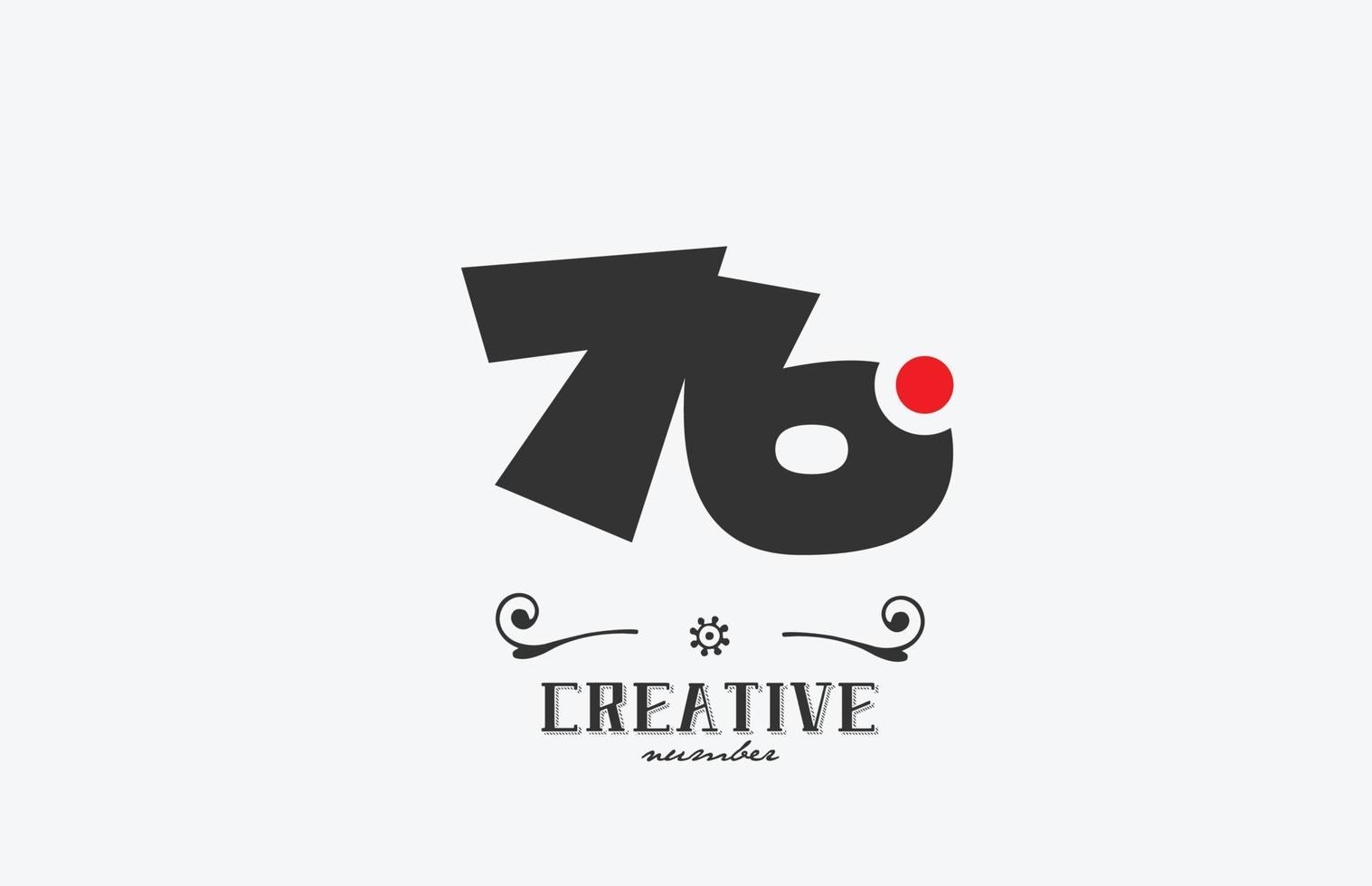 cinzento 76 número logotipo ícone Projeto com vermelho ponto. criativo modelo para companhia e o negócio vetor