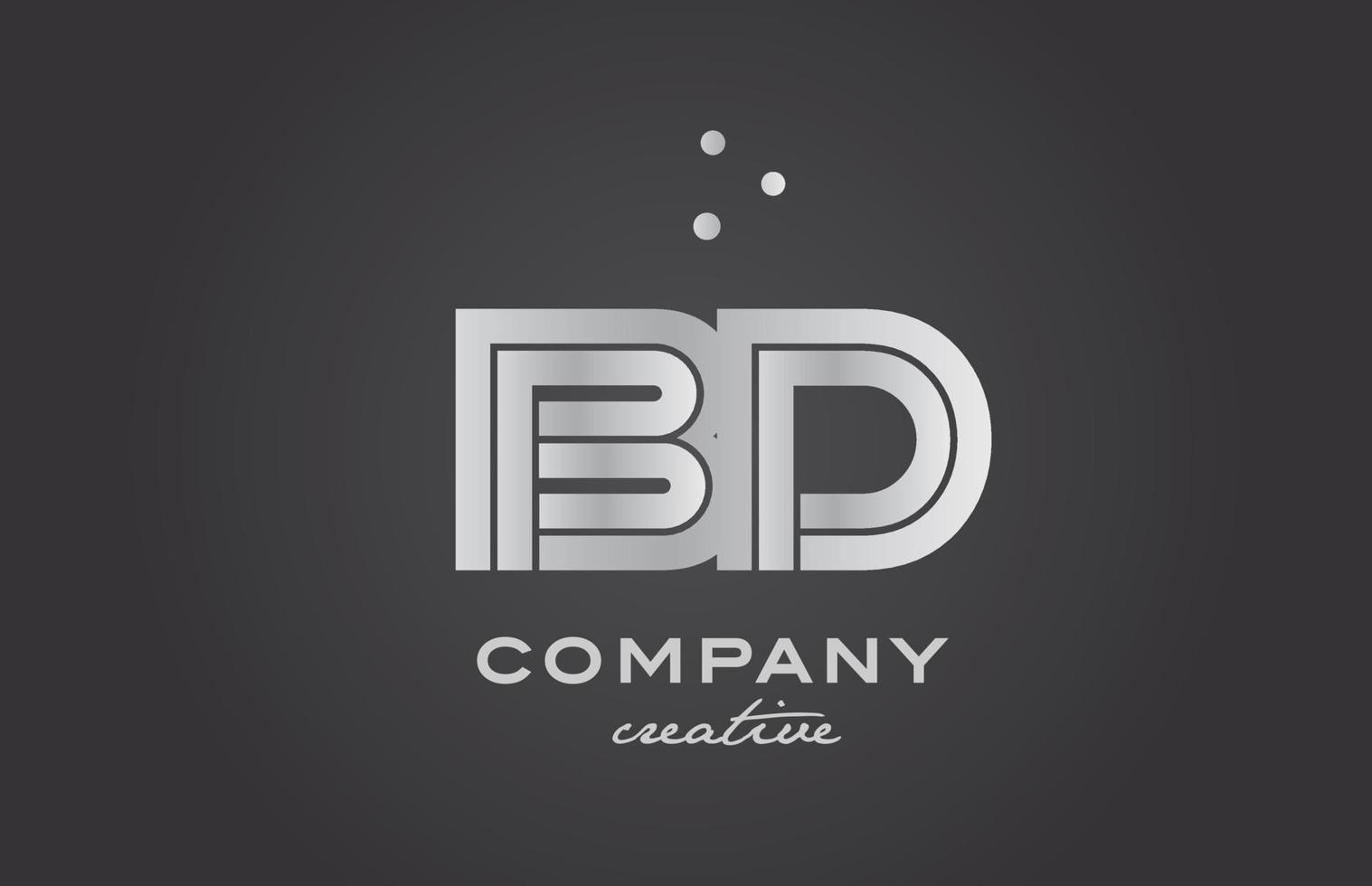 Preto e cinzento bd combinação alfabeto negrito carta logotipo com pontos. juntou criativo modelo Projeto para o negócio e comp vetor