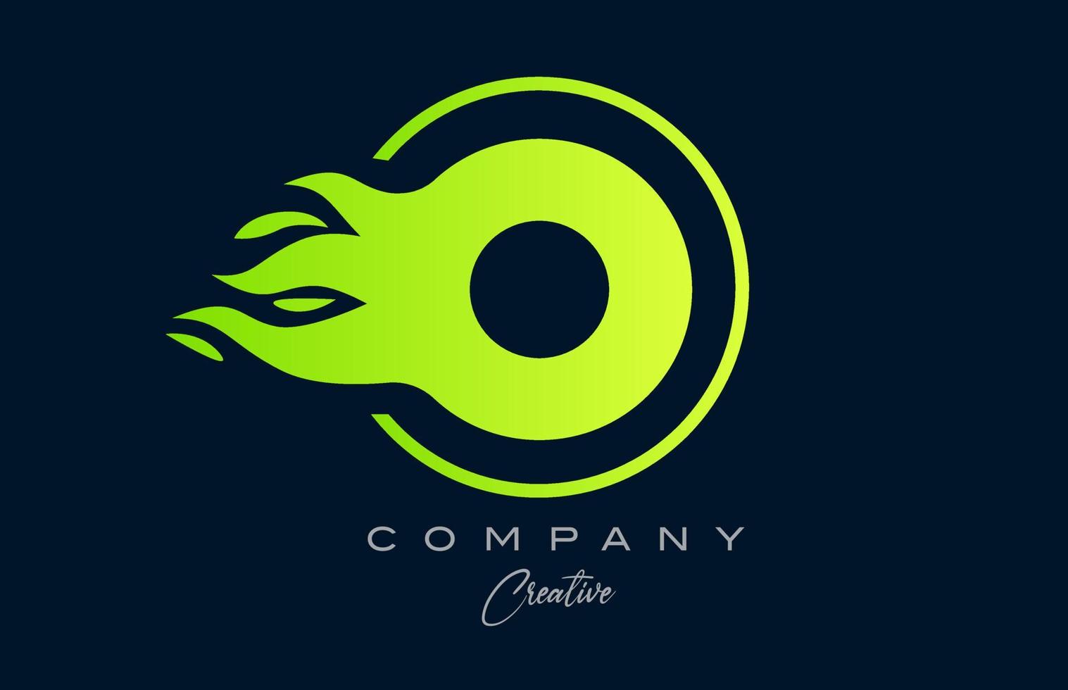 o alfabeto carta ícone para corporativo com verde chamas. fogo Projeto adequado para uma logotipo companhia vetor