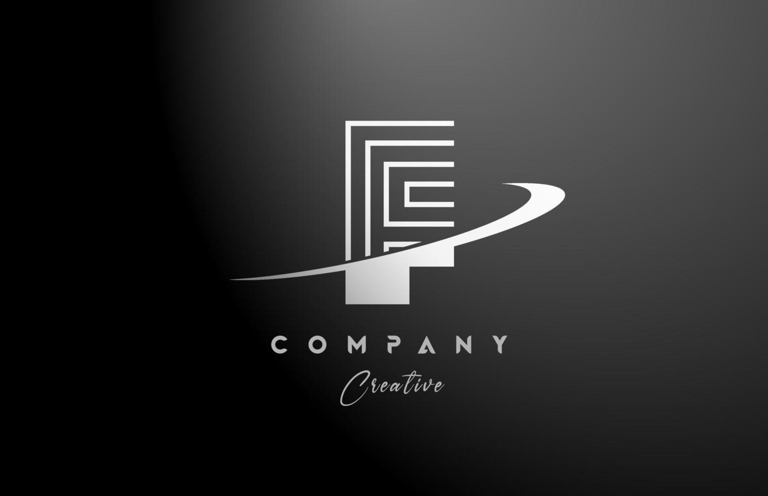 Preto branco f alfabeto carta logotipo ícone Projeto com swoosh. criativo linha modelo para companhia e o negócio vetor