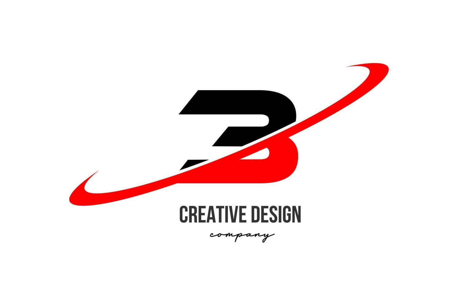 vermelho Preto b alfabeto carta logotipo com grande swoosh. corporativo criativo modelo Projeto para o negócio e companhia vetor