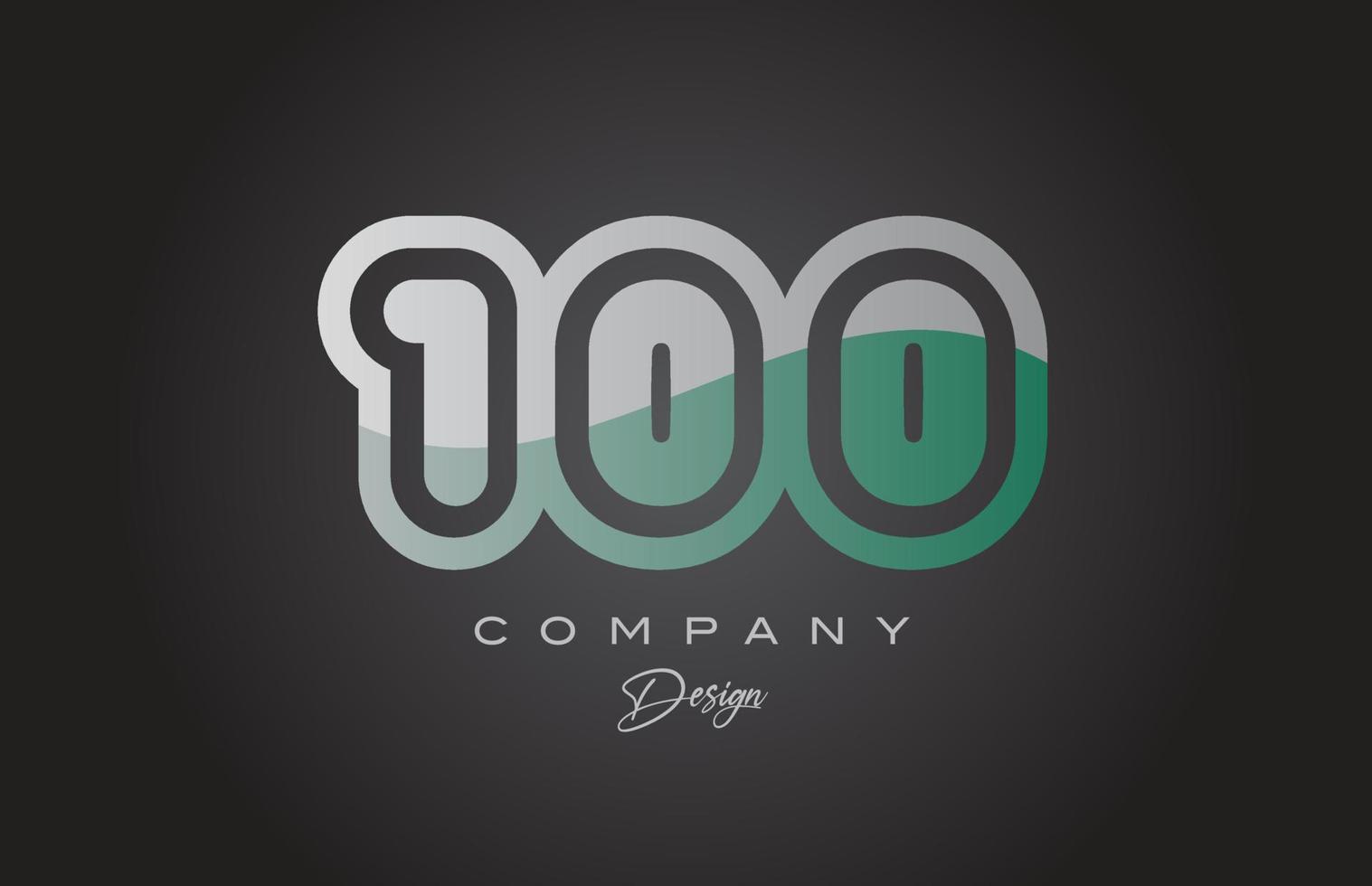 100 verde cinzento número logotipo ícone Projeto. criativo modelo para companhia e o negócio vetor